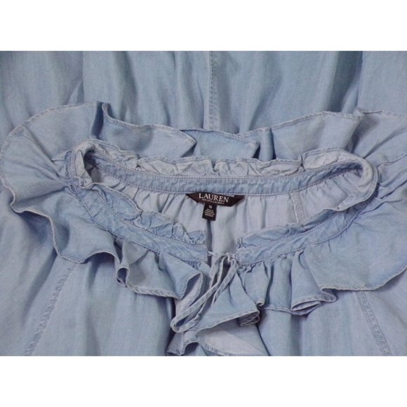 🆕RALPH LAUREN Denim Ruffled Midi Dress Blue 16 - Picture 12 of 12
